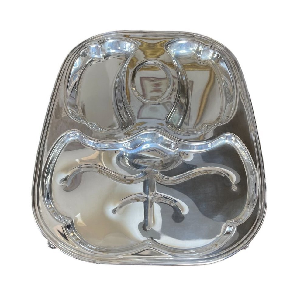 Silver Plated Footed Meat Platter Tray With Compartments and Juice Vein Well - Picture 3 of 8